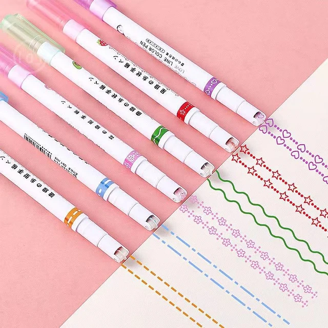 6 Colors Curve Line Marker Highlighter Pen Outline Pastel Markers Drawing  Decoration Manga Markers for Art Drawing Doodling - AliExpress