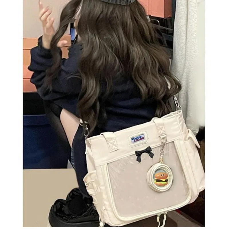 JIAERDI Harajuku Yellow Handbag Tote Bag Women Transparent Casual Crossbody Bags Itabag Ladies Canvas Messenger Bag 2025 New