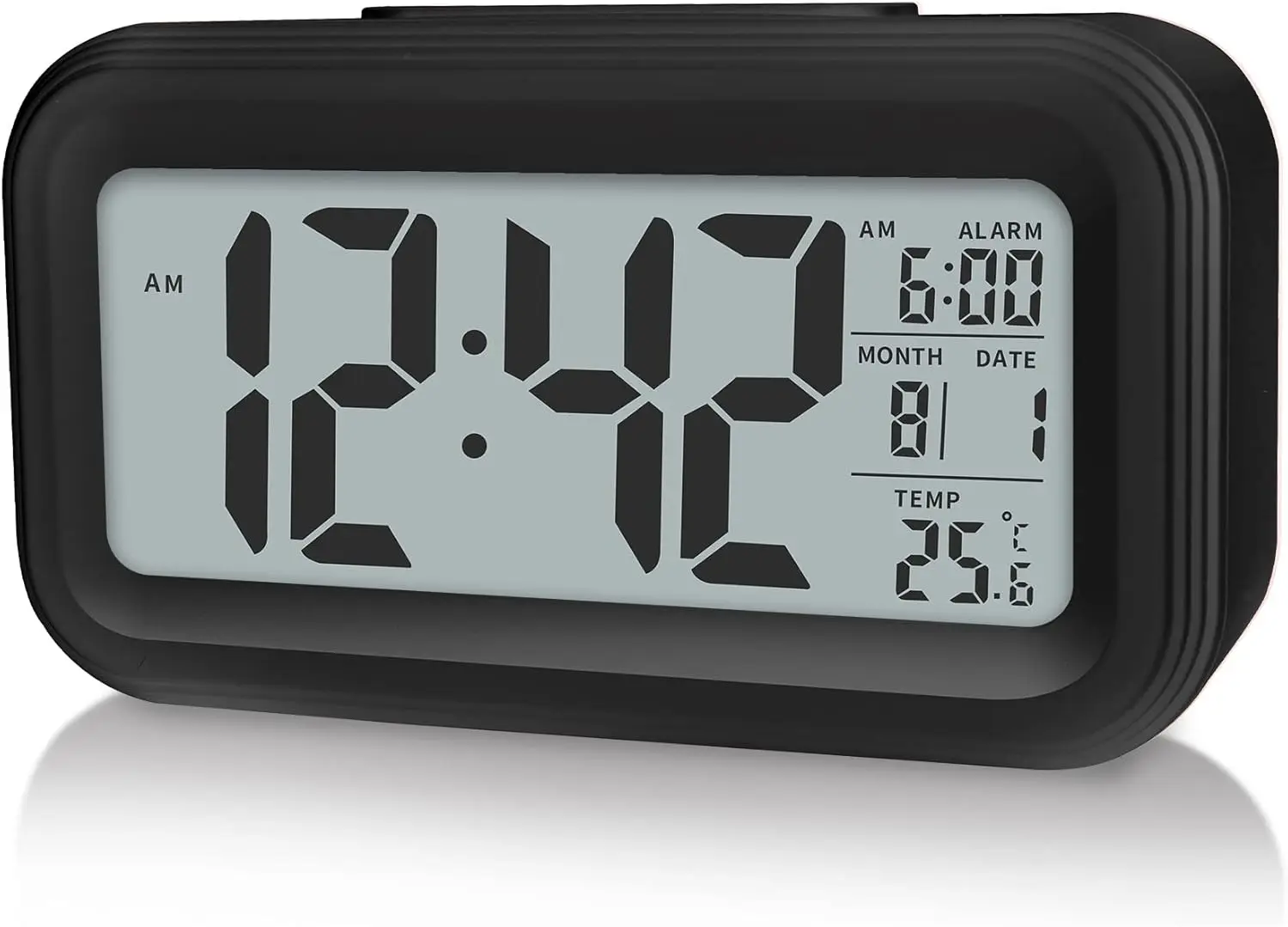 Compact Digital Alarm Clock for Bedroom, Kids, Travel, or Bathroom - 24-Hour Display (Battery Not Included)
