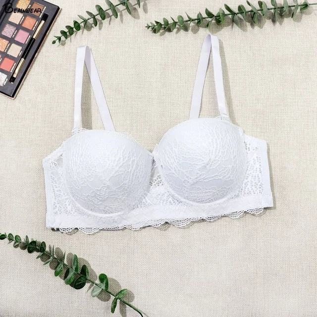 Beauwear 38C 40C 42C 44C Half Cup Plunge Bras for Women Lace Solid  Embroidered Bra 85C