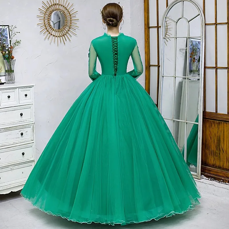 Green Ball Gown Quinceanera Dresses Appliques Tulle Prom Birthday Party Gowns Formal robes de soir&eacute;e
