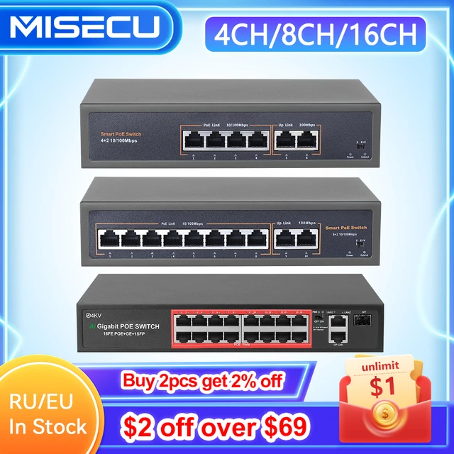 48v Network Poe Switch With 4/8/16ch 10/100mbps Ports Ieee 802.3