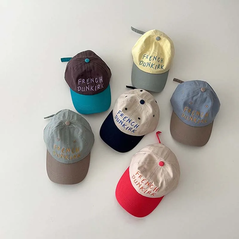 Korea Kids Baseball Caps Autumn Letter Cotton Baby Peaked Caps For Girls Boys Children's Tongue Caps Retro KidsSun Hat