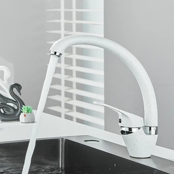 Bianco con rubinetto da cucina per bagno a pois Rubinetto contemporaneo Miscelatore monocomando caldo e freddo Beige con punto 1