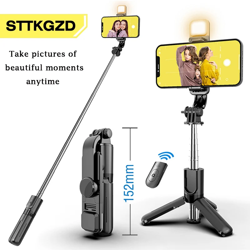 Portable Selfie Stick With Fill Light Tripod Stand Mini Phone Holder Wireless Bluetooth Remote For Live Broadcast Huawei
