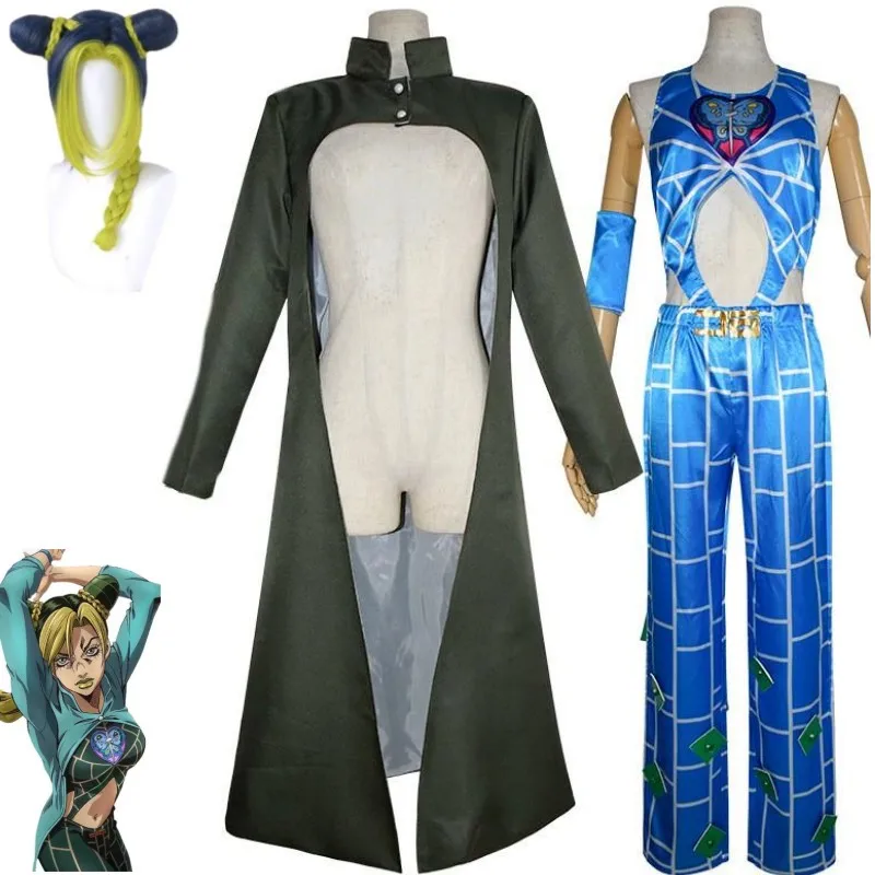 

Anime Jojo’S Bizarre Adventure Stone Ocean Jolyne Cujoh Cosplay Costume Wig Long Windbreaker Coat Man Woman Halloween Party Suit