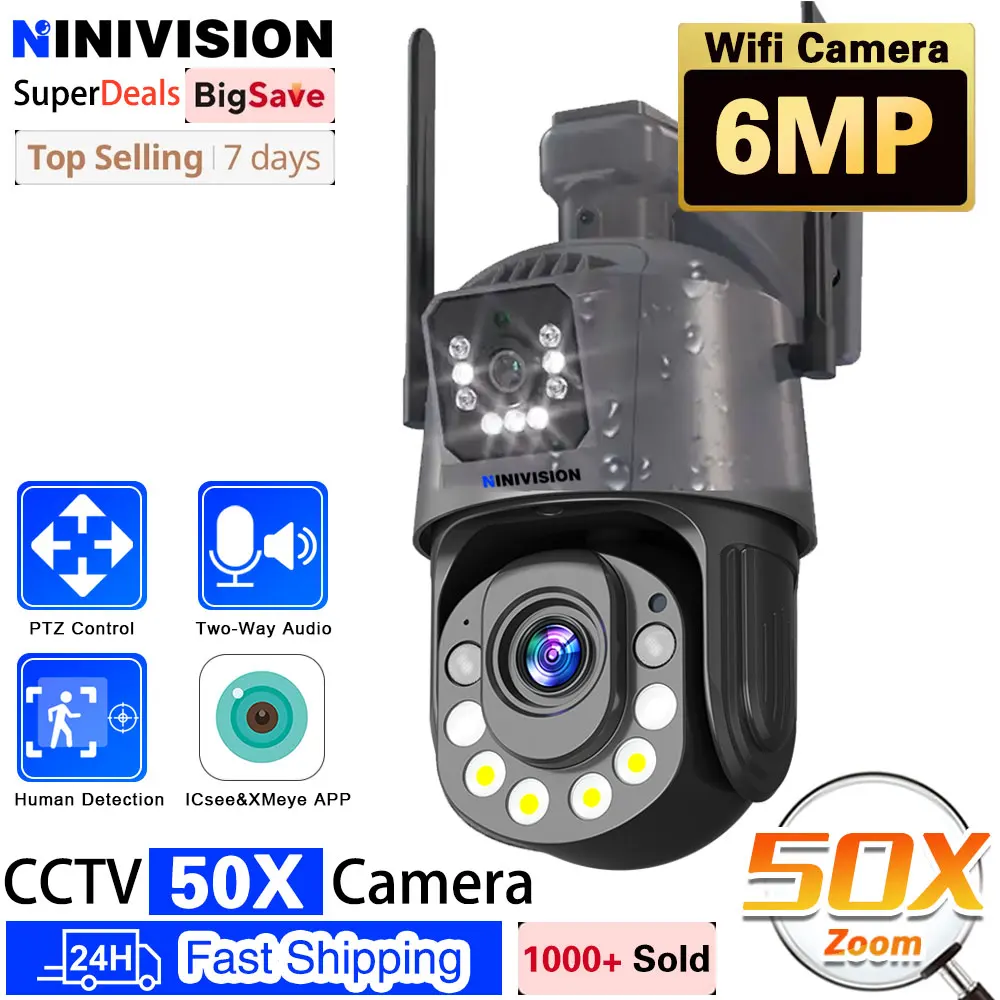 6MP Dual Lens PTZ Wifi 4G SIM Card Camera Outdoor 30X 50X Optical Zoom ...