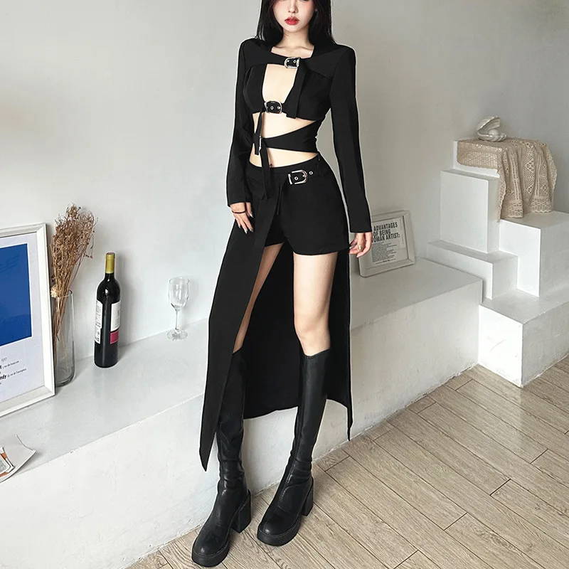 Gothic Patchwork Sexy Mini Skirts Goth Dark Techwear Women Grunge Irregular Hem High Waist Cargo Skirt Hip Hop Black Summer 2023