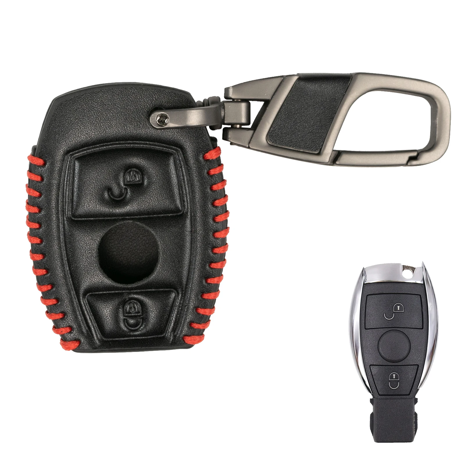 Per Mercedes Benz Cla Cls Gl Gls Gla Glk Slk Sls Amg Glc Remote Pu Leather Black Key Cover Case Holder Portachiavi Chain Ring Auto