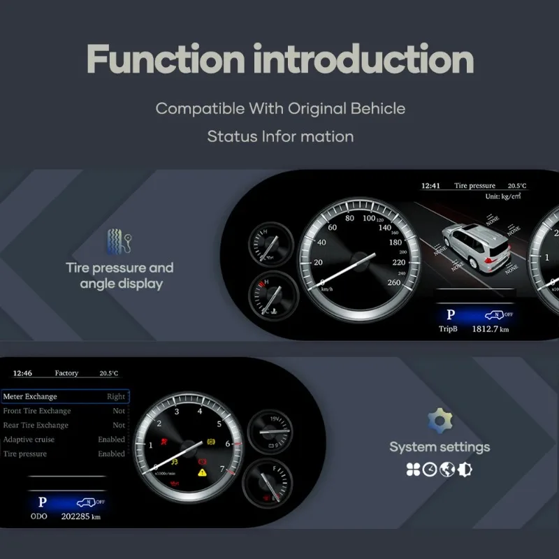 SX【Alta Calidad】Panel de Instrumentos Digital LCD de 12.3 Pulgadas, Velocímetro Virtual para Toyota Hilux, para Toyota 5