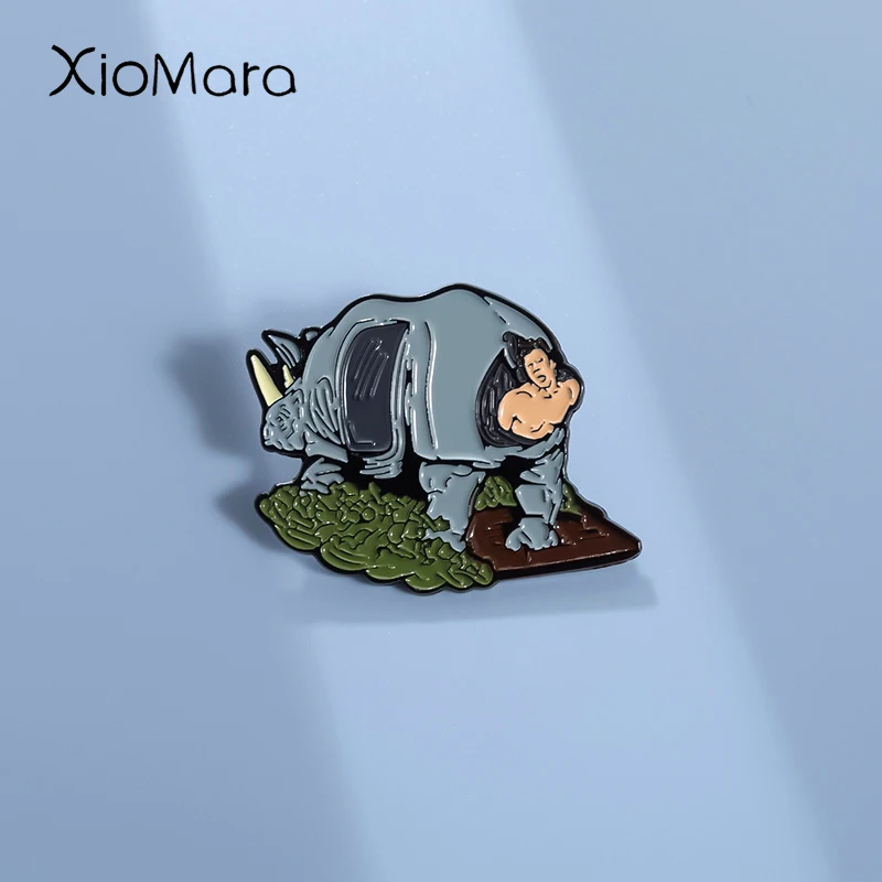 Comic-Filmfiguren Emaille Pins Benutzerdefinierte Film Cartoon Tier Nashorn Broschen Revers Abzeichen Tier Schmuck Geschenk für Freunde