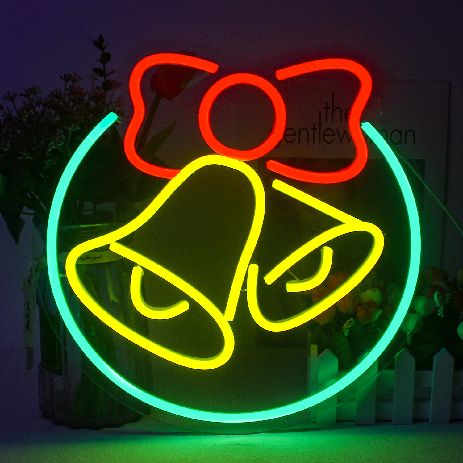 Description Picture 3 of itemBell Bow Neon Sign Led Lights Merry Christmas Room Decoration Dimmbale Wall Light Up Signs Bedroom Home Party Bar Navidad Lamp
