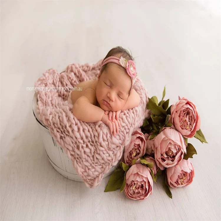 50*50cm Handcraft Acrylic Fiber Blanket Basket Stuffer Filler Newborn Baby Photography Background Photography Studio Accessory