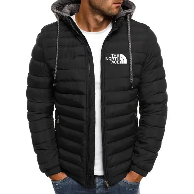 Winter Jacket Casual Jacket Cotton Jacket Men's Warm Parker Coat Jacket Casual Solid Color Stand Collar Windproof Cotton Down
