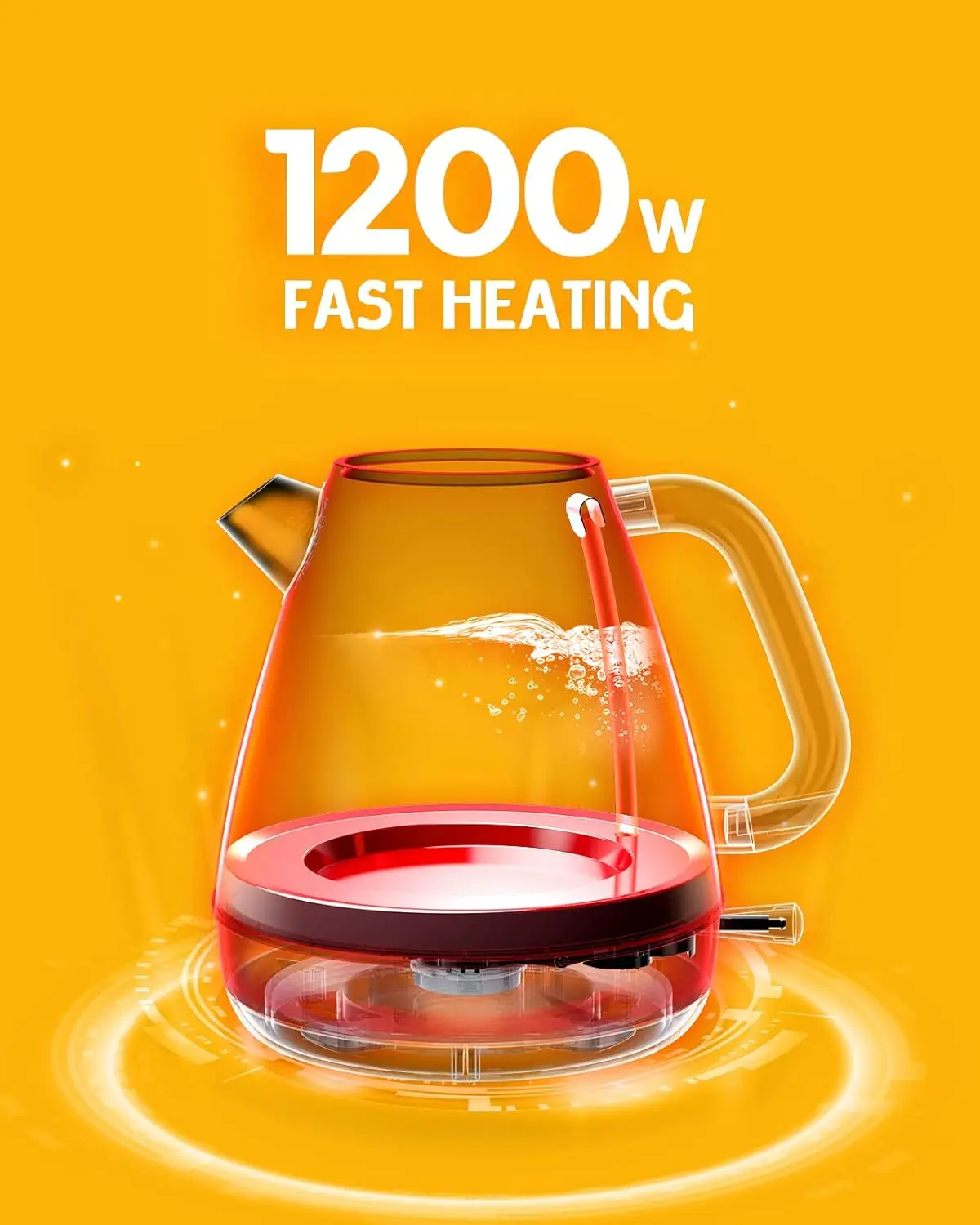 Quinn Retro Electric Kettle-1.7 Liters / 57.5 Ounces Tea Kettle with Thermometer, All Stainless Steel, 1200 Watts Fast B