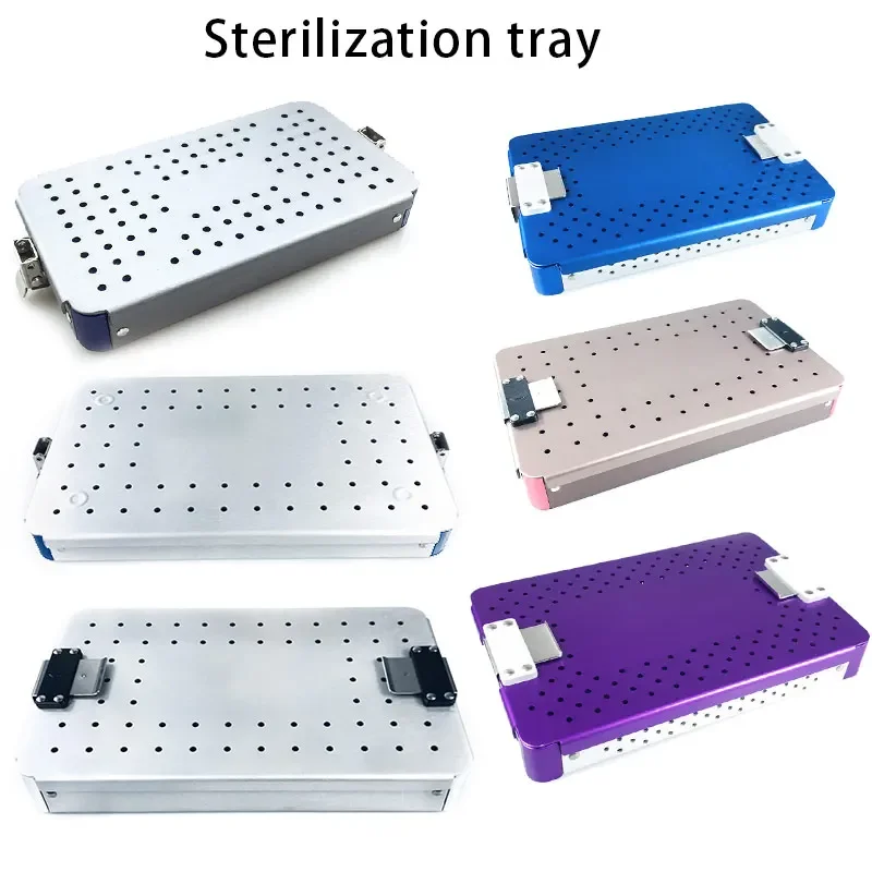 

Sterilization Case Single Layer Autoclavable Tray with Silicone Mat Sterilizing Tool Aluminium Instruments Hold Sterilising