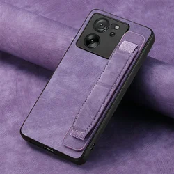Luxury Leather 360° Protective Case with Wrist Strap & Lens Protection for Poco F6 5G (PURPLE)