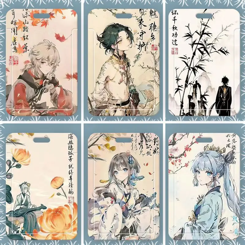 

Anime Genshin Impact Kaedehara Kazuha Kamizato Ayato Card Holder Student Hanging Neck Rope Lanyard ID Card Cover