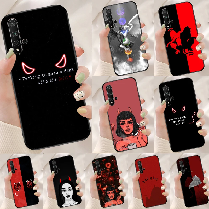 Custodia Devil Angel Per Huawei Honor 70 50 X8 X9A Magic5 90 Lite P20 P30 P40 P60 Pro P Smart Nova 5T Cover