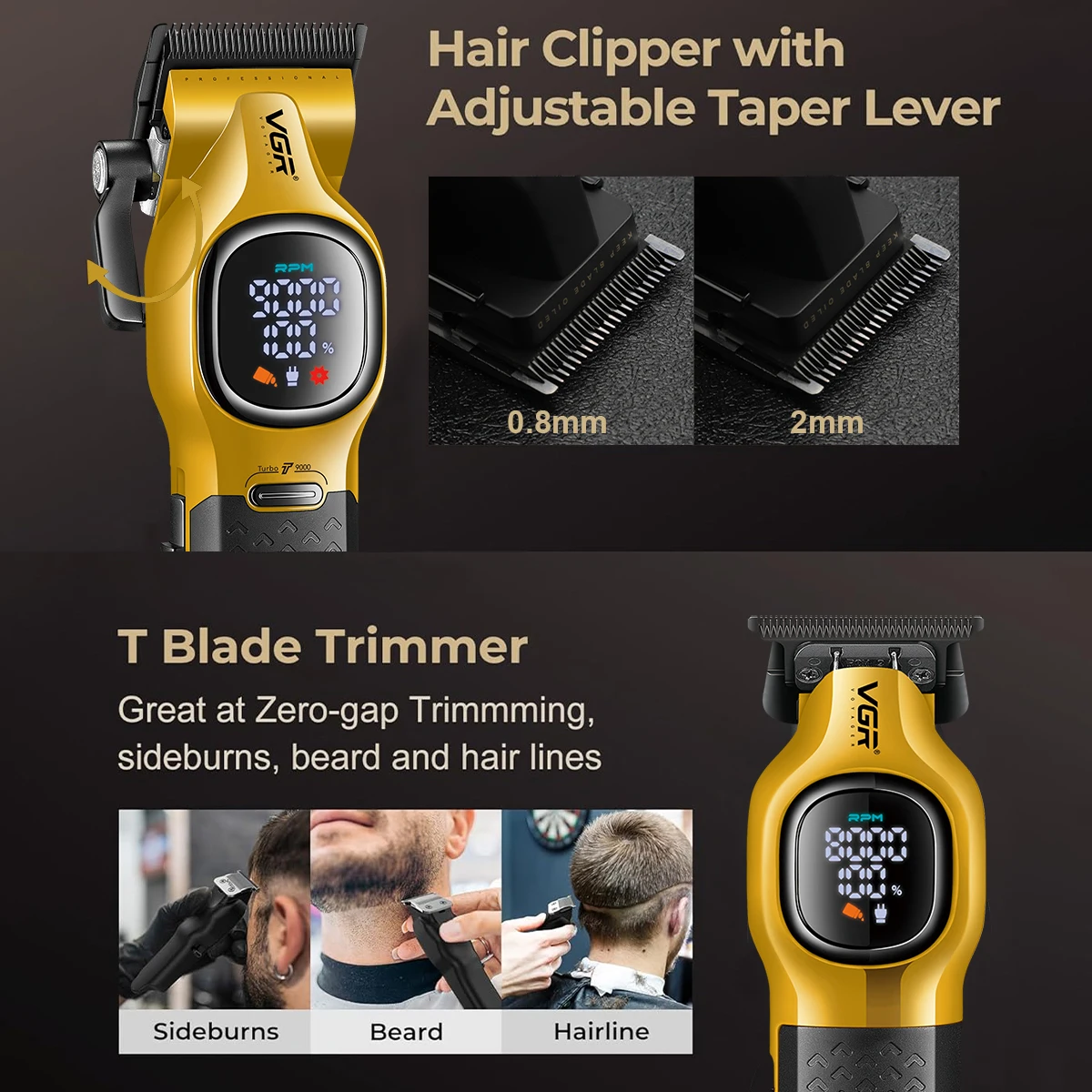 VGR 886 رجل مقص الشعر مجموعة 9000 دورة في الدقيقة...