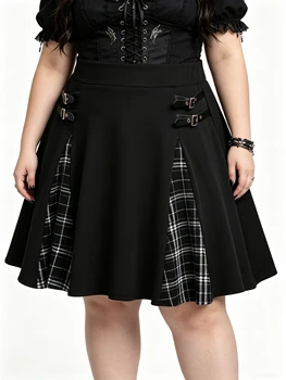 plus Size Gothic Mini Skirt High Waist Short A-Line Skirt for Women Dark Romantic Style Miniature Fashion