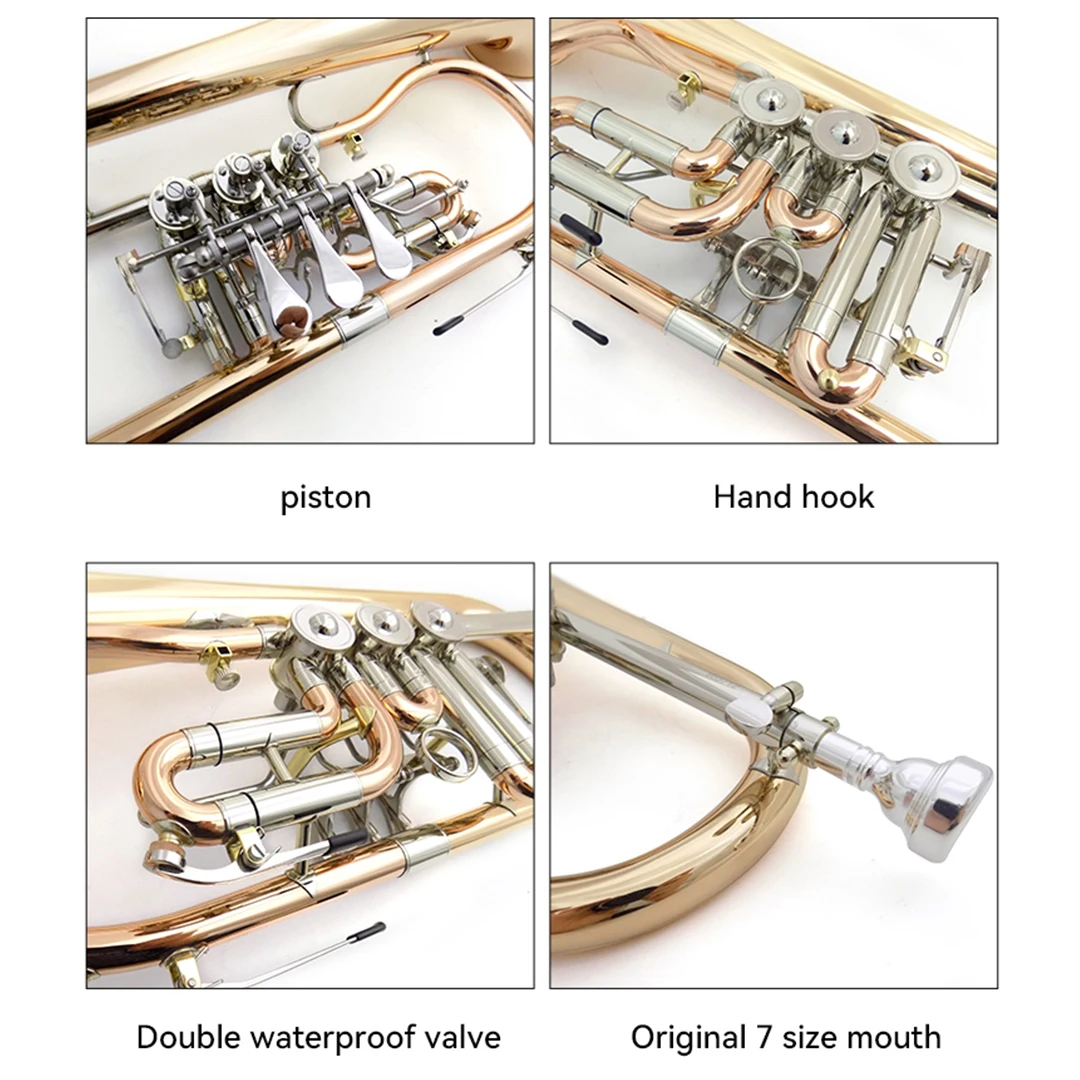High Quality Bb Flugelhorn Musical Instruments Gold Brass Material Lacquer Surface with Case Mouthpiece Professional Performance