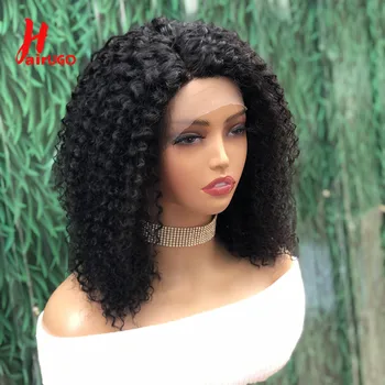 Side Part Lace Kinky Curly Human Hair Wig T Lace Part Frontal Wigs For Women Remy Brazilian Curly Human Hair Wigs 14 Inches 180%