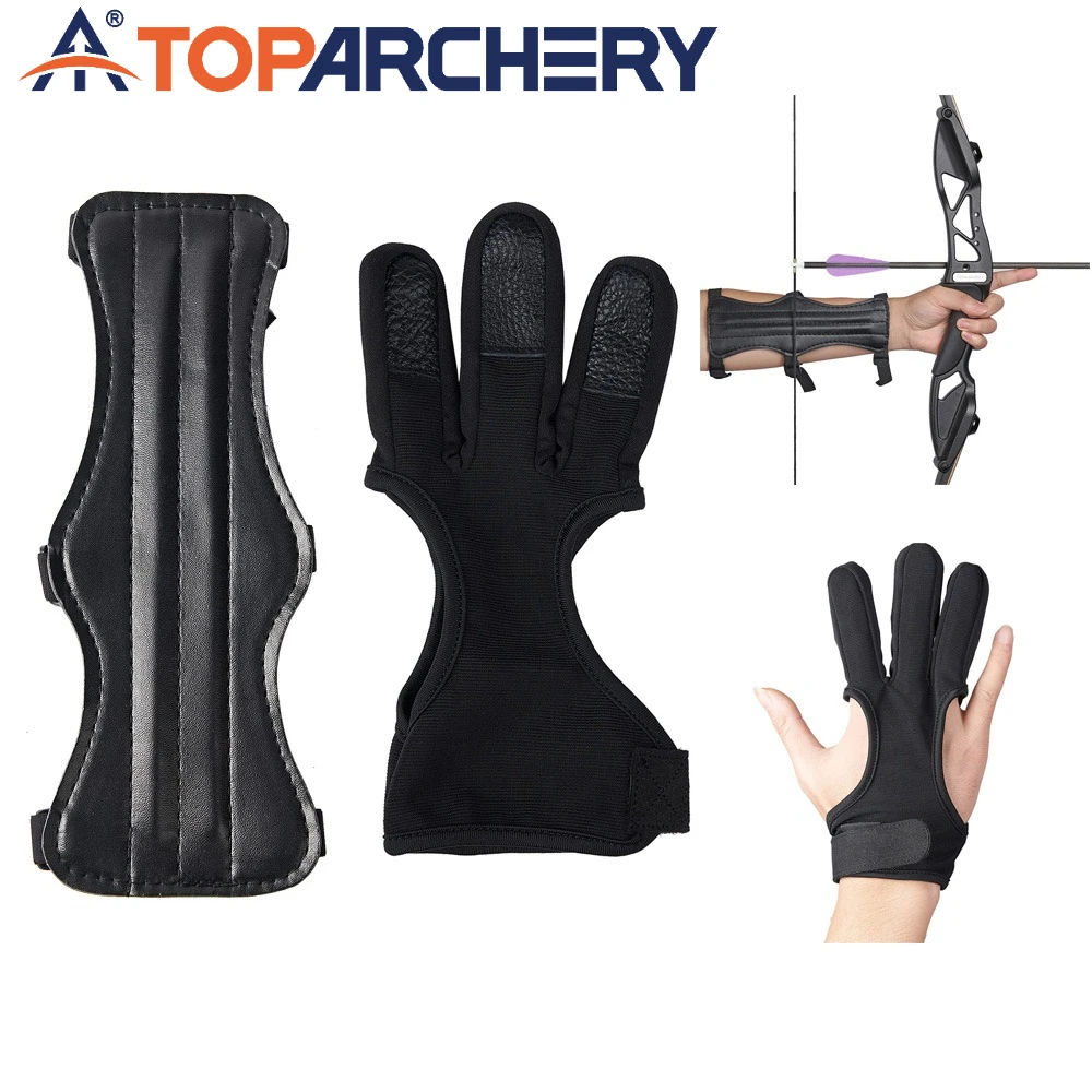 Attrezzatura per tiro con l'arco Protezione per il braccio Protezione per le dita Protezione per arco regolabile Freccia Caccia Tiro Accessori per allenamento Protezione