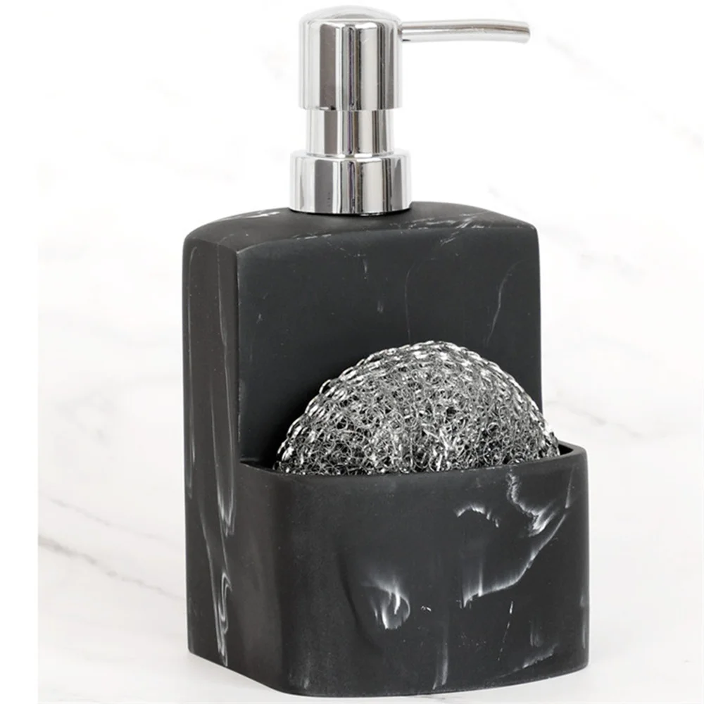 Kitchen Accessories Sink Countertop Liquid Hand Soap Dispenser Pump Bottle Caddy with Storage Compartment Holds Stores Scrubbers