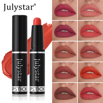 Julystar Nude Brown Matte Lipstick Pen Waterproof Lasting Non-Stick Cup Velvet Fruit Lipstick Lip Tint Pencil Makeup Lip Stain