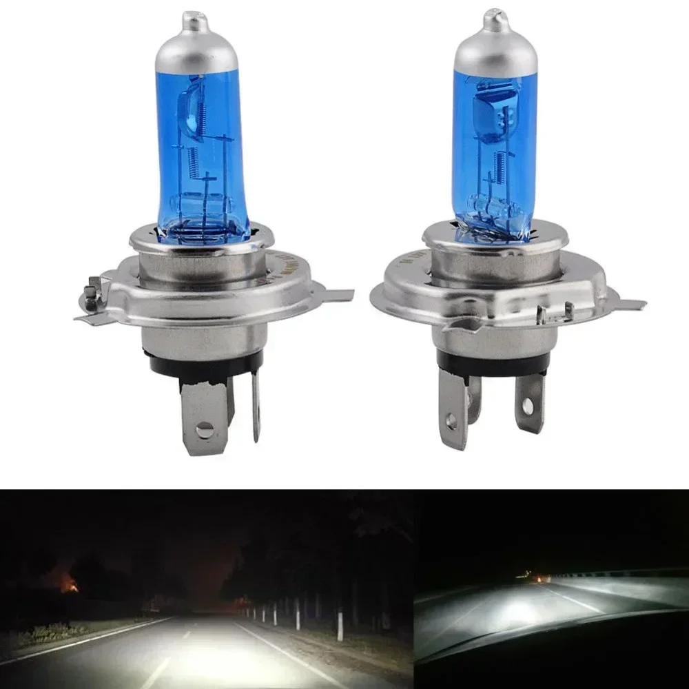 2개 H4/HB2 9003 자동차 울트라 화이트 100W 6000K 밝은 할로겐 헤드라이트 전구