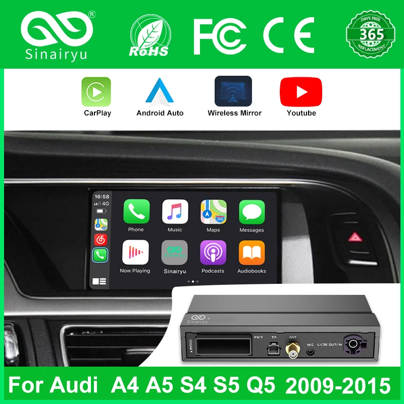 Sinairyu Draadloze Apple Carplay Android Auto Interface Voor Audi A4 A5