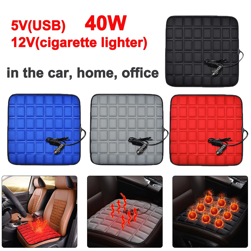 12V5VHeatedCarSeatCushionCoverSeatHeaterWarmerWinterCushion