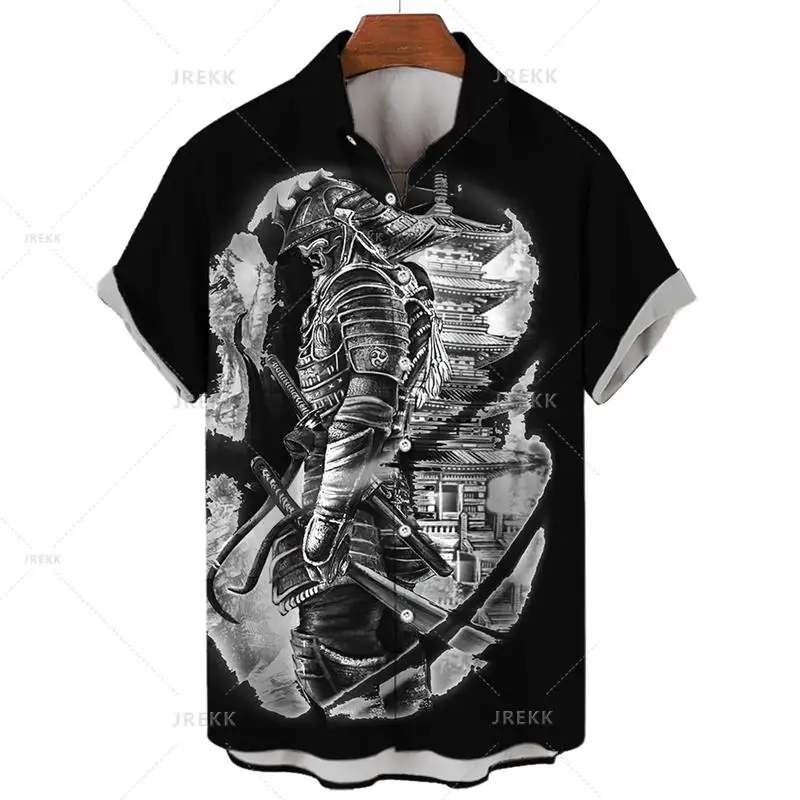 thumbnail image 1 of Nuevas camisas japonesas para hombres, camisas hawaianas, ropa de samurái fantasma en 3D, camisetas de manga corta, ropa de calle Harajuku, ropa de verano para hombre, 1 of 4