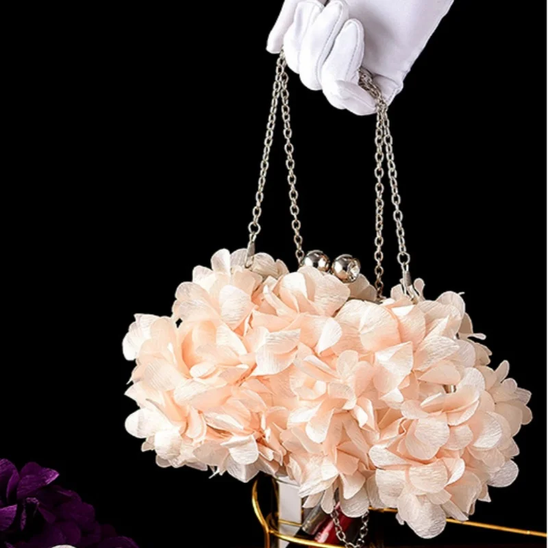

Fashion Elegant Clutch Bag New 2024 Flower Chain Dinner Bags Bride Bridesmaid Lady Handbag Factory Outlet Pink Schoudertas Dames