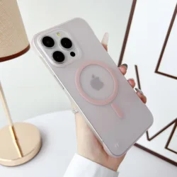 Ultra Thin Frameless Magnetic Wireless Charging Translucent Matte Case for iPhone 14 (Ice Rose Pink)