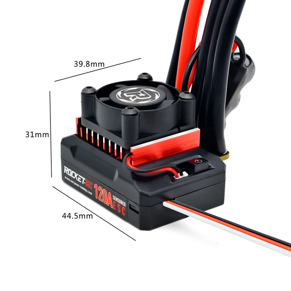 Achetez Rocket-RC ESC 120A Brushless Sensored avec ventilateur pour voiture RC 1/10, vue d'ensemble