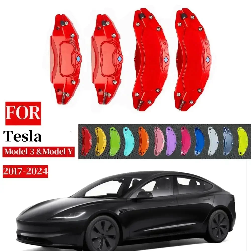 

4pcs Brake Caliper Cover for Tesla Model Y 2020-2024 19 20 Inch Model 3 Highland 2018-2024 18 19 Inch Wheel Hub Accessories