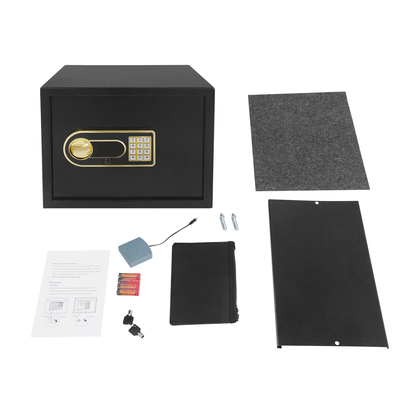 Emergency key slot and external power port on safe