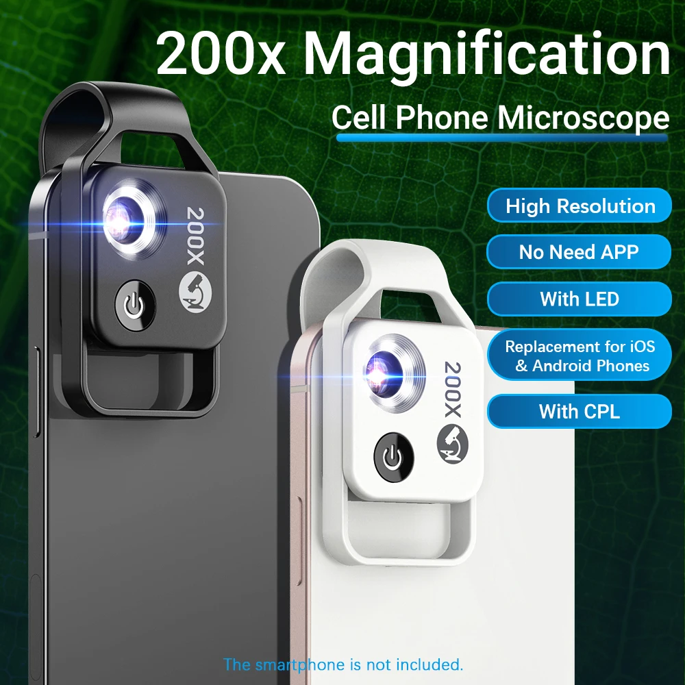 200X Phone Microscope with CPL Lens/LED Light/Universal Clip for iPhone/Andriod Phone To Enjoy Microworld for Kids and Adults 16
