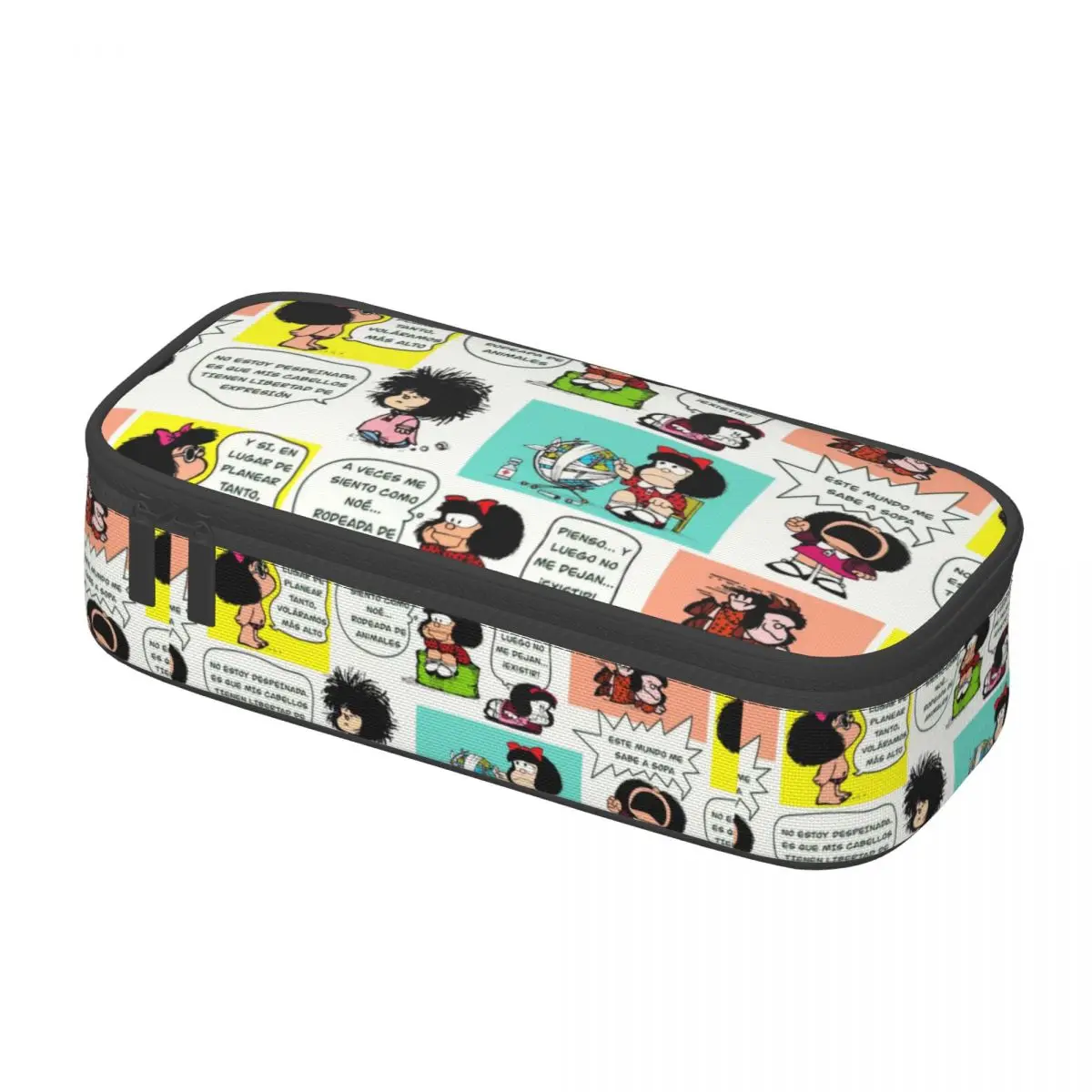 Kawaii Manga Quino Mafalda Pencil Case for Boys Gilrs Large Storage Kawaii Cartoon Pencil Pouch Stationery