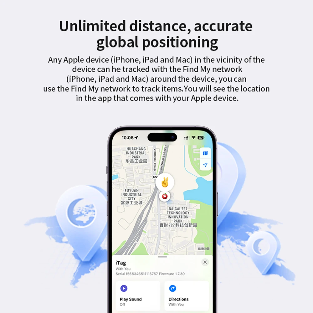 Mini GPS Bluetooth Tracker Air Tag Anti-Lost Device Pet Collar with Tracker elderly Kids Wallet IOS Smart Finder Locator