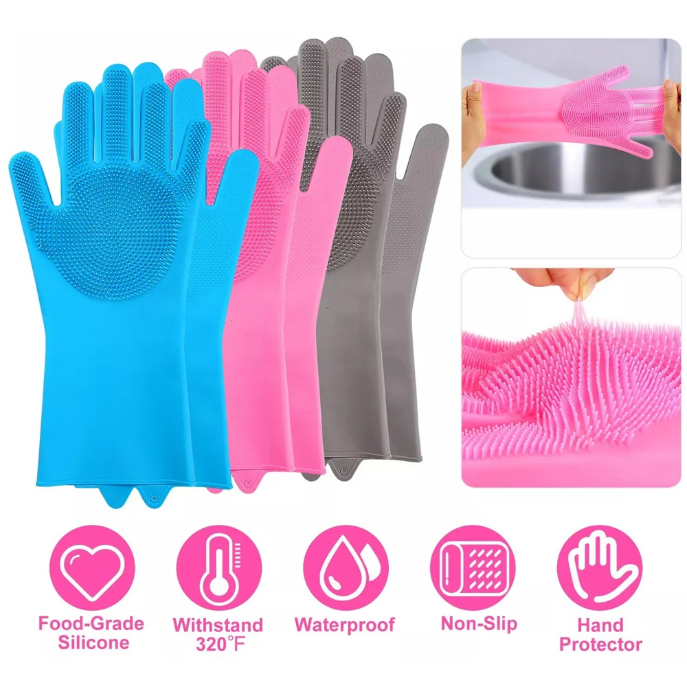 Magic Silicone Rubber Dishwashing Gloves for Household Kitchen Cleaning dishwashing gloves cleaning gloves