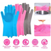 Dishwashing Cleaning Gloves Magic Silicone Rubber Dish Washing Gloves for Household Sponge Scrubber Kitchen Cleaning Tools 1