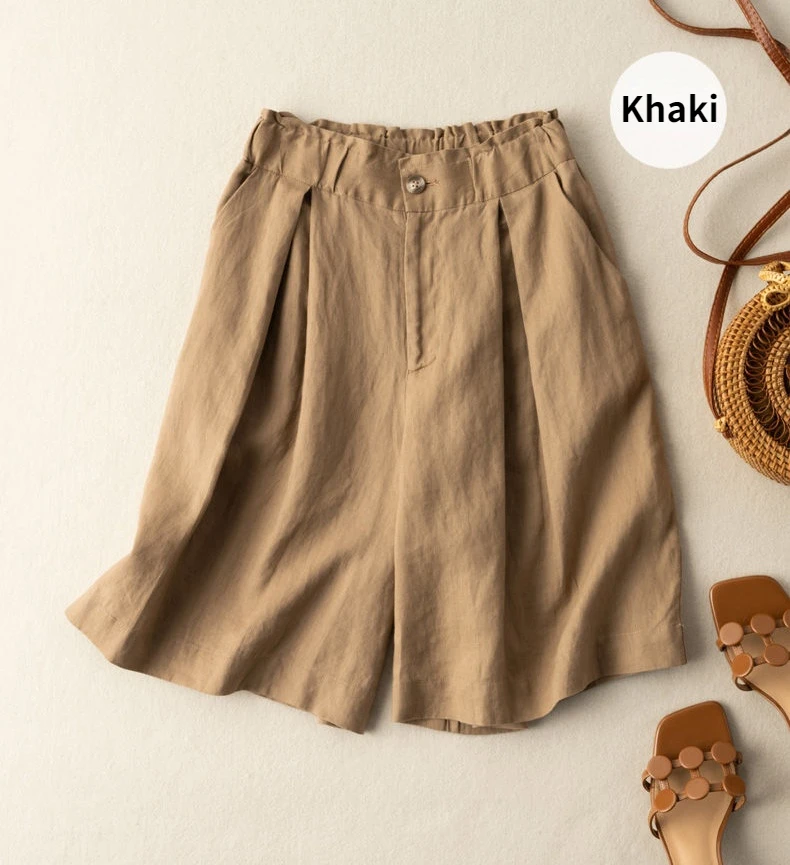 keiki kona shorts Women's Summer Shorts Cotton Casual Solid High Waist Shorts Elastic Waist Button Cozy Loose Linen Fashion Shorts  2022 New levis shorts