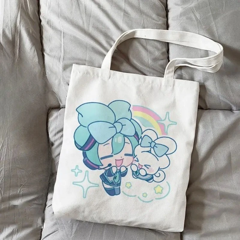 Cute & Creative Kawaii Hatsune Miku Canvas Tote Bag - Double-Sided Print, Large-Capacity Handbag