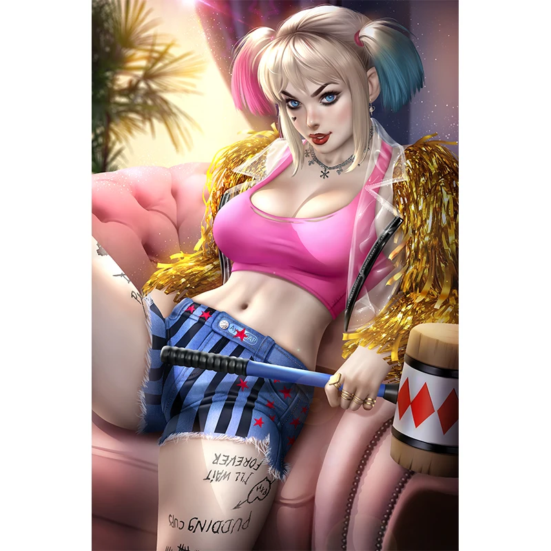 Gioco Di Stampa Personalizzata Clown Capelli D'Oro Nudo Sexy Girl Art Poster Wall Art Canvas Painting For Living Room Home Decor Picture