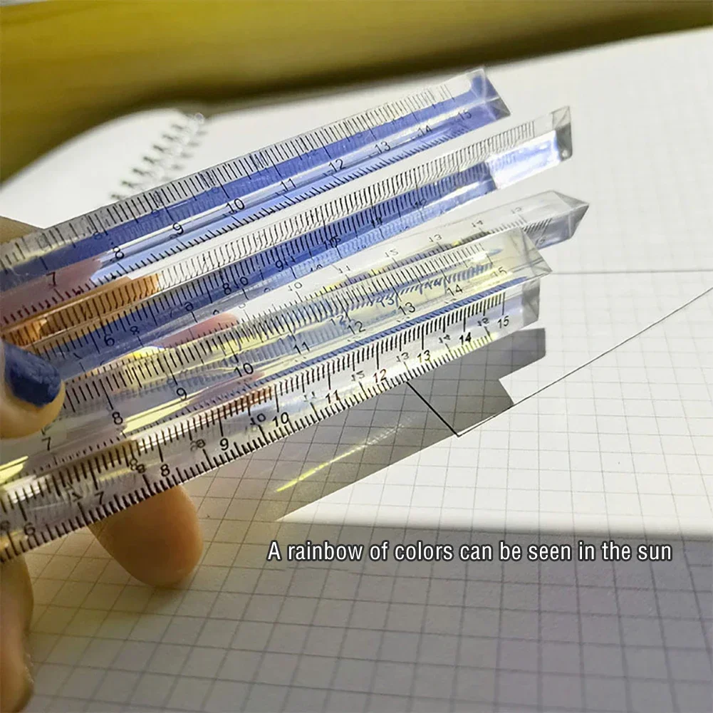 Ruler Set Straight Ruler Plastic Ruler 3D Stereo Transparent Rulers 15cm Measuring Tool Drawing Template Math Ruler Angle Ruler Office School Supplies Stationery
