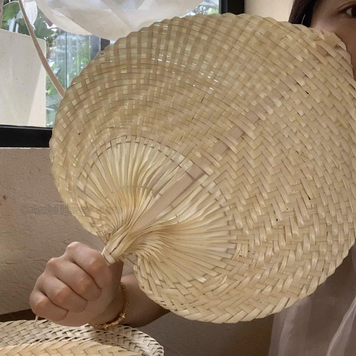 Bamboo Fan Household Summer Handmade Old-fashioned Sunflower Fan Children's Banana Futon Retro Round fan hand fan