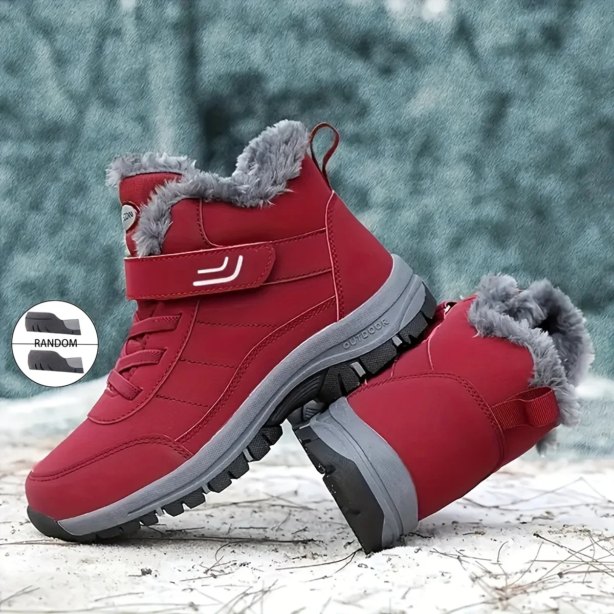 Thermal Wear Resistance Thick Sole Non Slip Tactical Hiking Shoes, Slip on Waterproof Flat Comfortable Ankle Boots